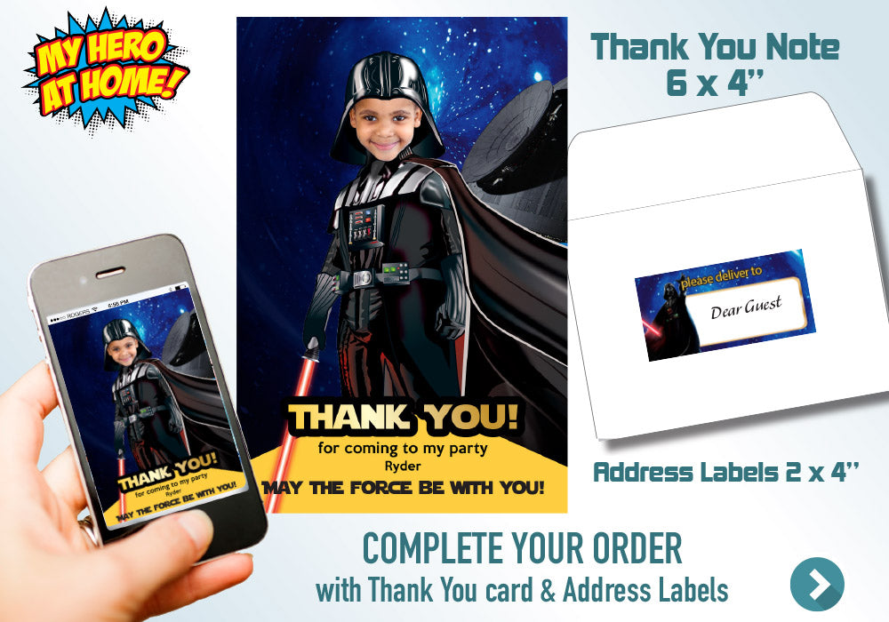 Darth Vader photo Invitation, Darth Vader theme Party, Dark Side Star Wars Party, Darth Vader birthday invitation, Dark Side digital. 009