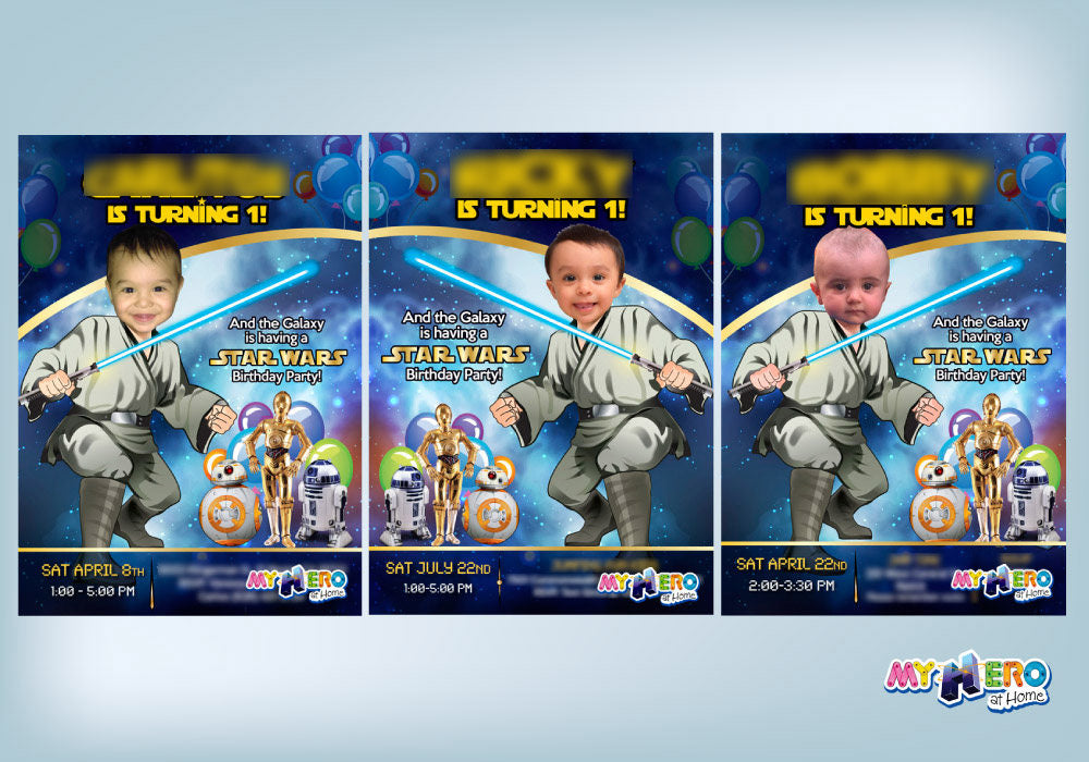 Baby Jedi 1st Birthday Invitation, Star Wars 1st Birthday, Baby Jedi 1st Party, First Birthday Jedi, Baby Jedi Invitation. 017