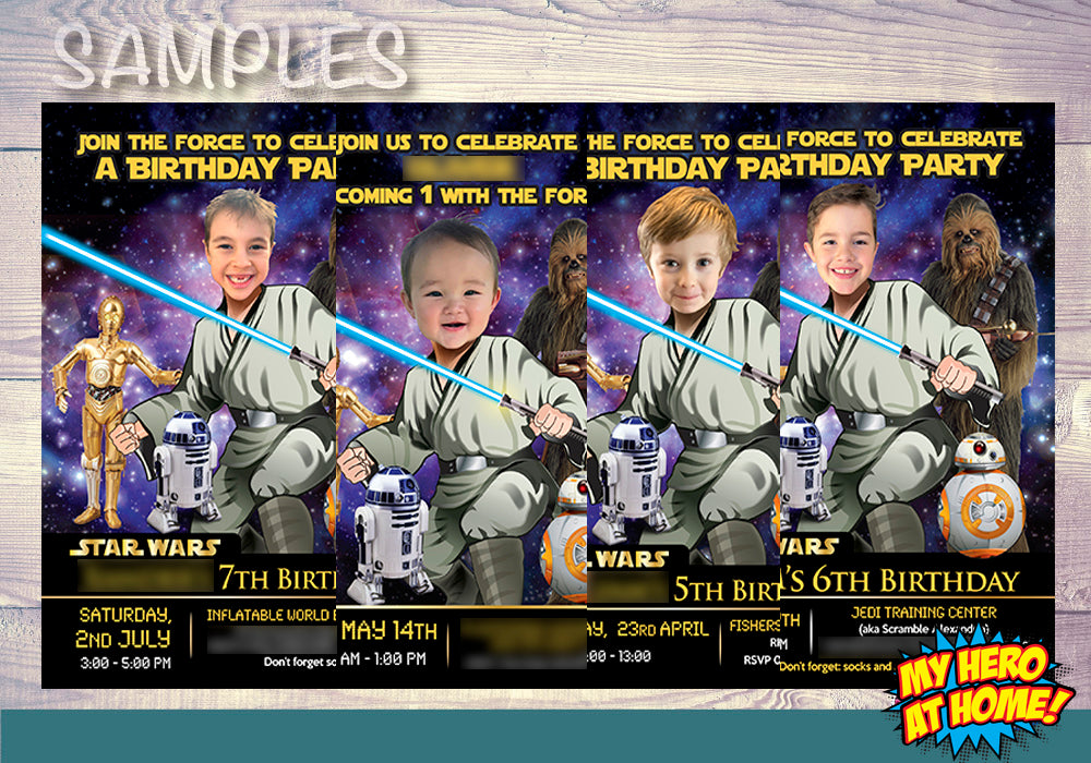 Jedi Birthday Invitation, Star Wars theme Party, Jedi Digital Invitation, Jedi Thank You, Jedi party favors, Star Wars Invitation. 018V