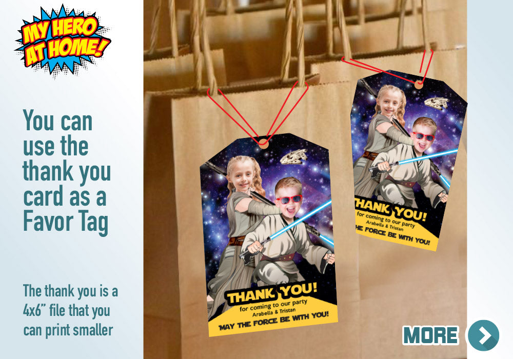 Star Wars Siblings Invitation, Joint Star Wars Birthday, Luke Skywalker and Jedi Rey Party, Jedi boy and girl bday invitation. 028V