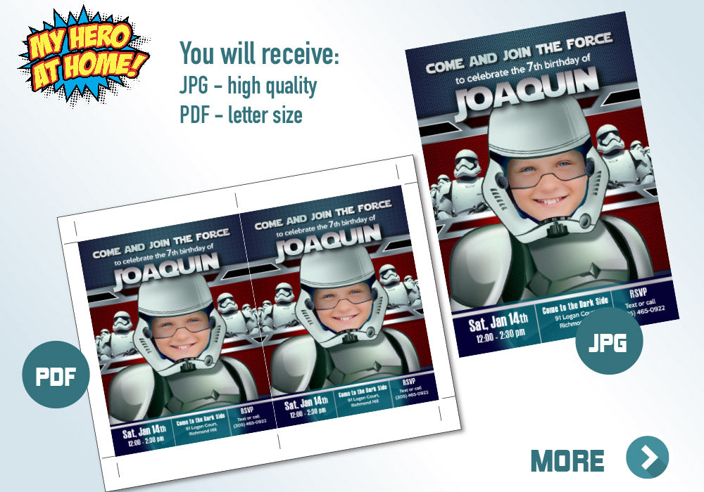 Stormtroopers Photo Invitation, Stormtroopers birthday invitation, Stormtroopers theme party, Stormtroopers thank you. 035C