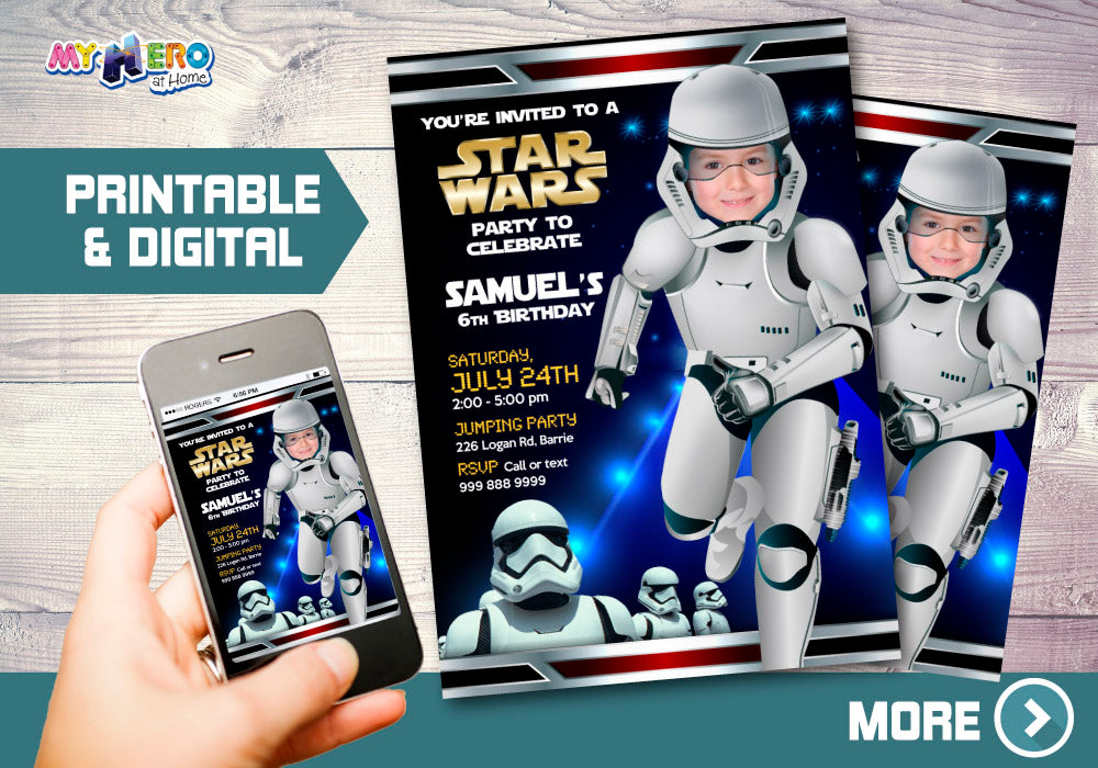 Stormtroopers Birthday Invitation, Stormtroopers Digital Invitation, Stormtroopers theme party, Stormtroopers party Invitation. 036