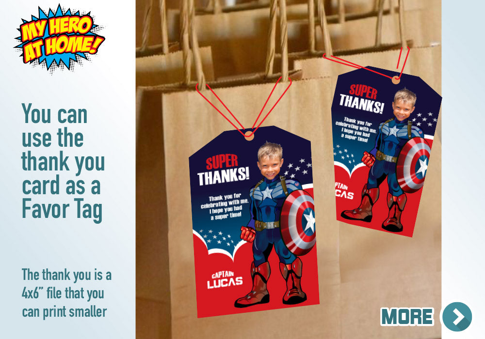 Custom Captain America party photo Invitation, Capt America Birthday Invitation. 074