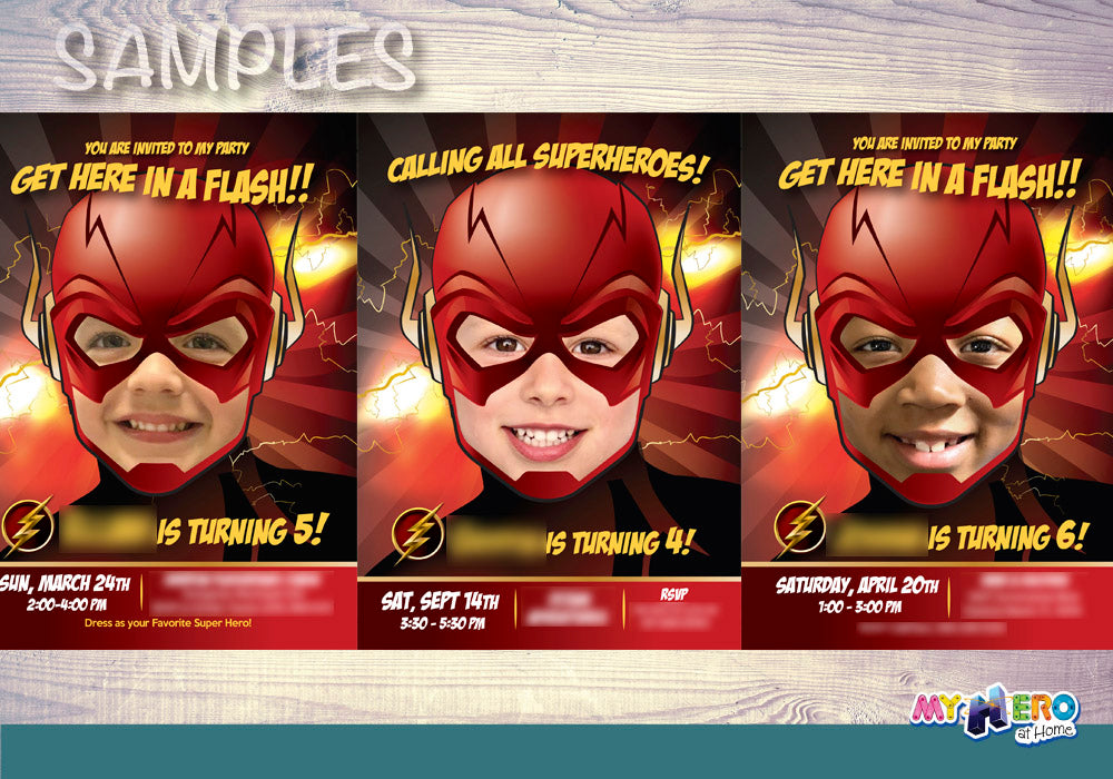 Custom Flash party Invitation, Flash birthday photo Invitation, Flash template. 084