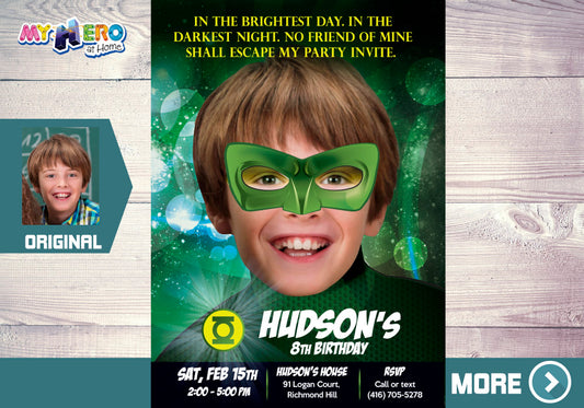 Green Lantern photo Invitation with your child as the star, Green Lantern Digital. 087