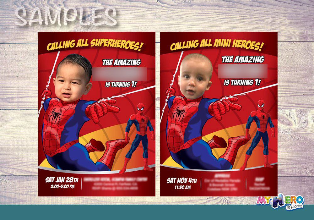 Spiderman 1st Birthday Invitation, Baby Spiderman Birthday, Spiderman 1st party, Spiderman First Birthday. 100
