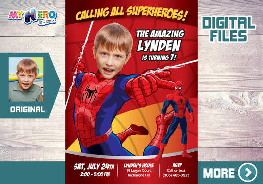 Spiderman Birthday Invitation, Spiderman Party Invitation, Spiderman photo invite, Spiderman theme party, Spiderman Thank you. 101