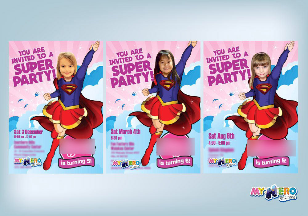 Supergirl Party Invitation with your photo, Supergirl photo template, Super hero Girls Invite. 110