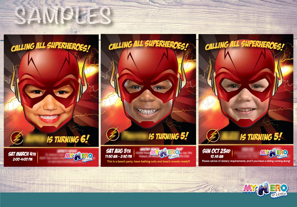 Custom Flash party Invitation, Flash birthday photo Invitation, Flash template. 084