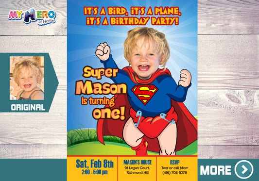 Baby Superman 1st Invitation, Superman First birthday, 1st Birthday theme Superman, Baby Superman 1st Birthday Party. 121