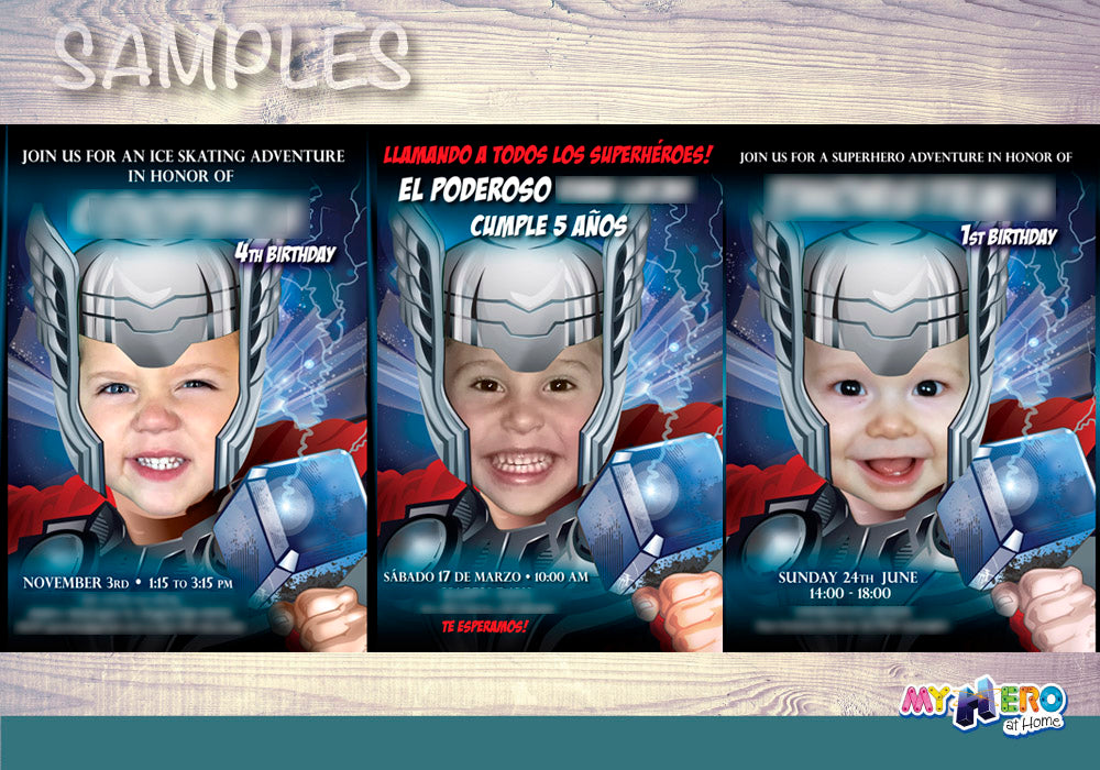 Thor photo Invitation, Thor Party invite with your kid as the god of thunder. 126
