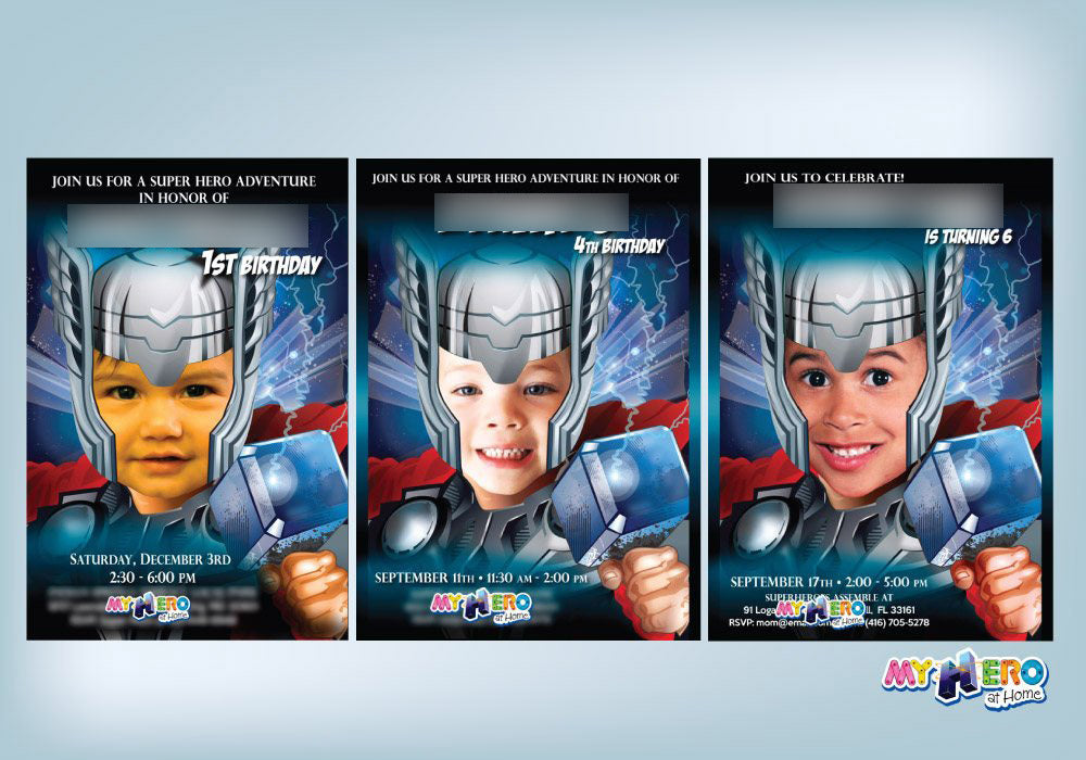 Thor photo Invitation, Thor Party invite with your kid as the god of thunder. 126