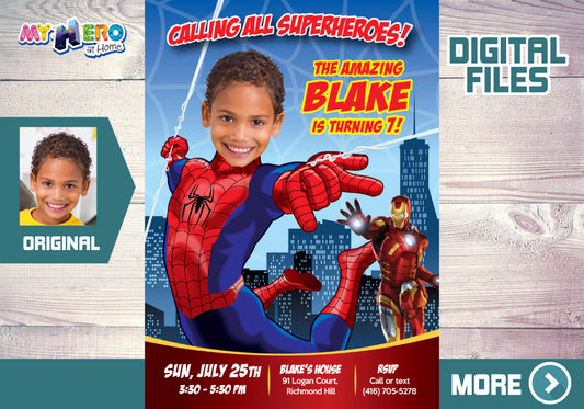 Spiderman Digital Invitation, Spider-man theme Party, Spider-Man Favor tags, Spiderman party favors, SpiderMan thanks. 137