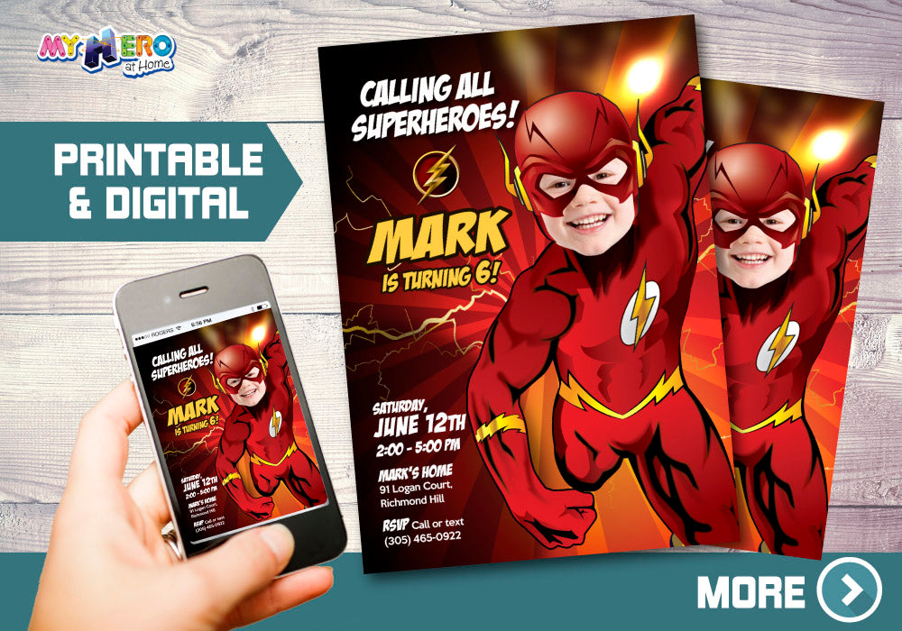 Calling all superheroes Flash Birthday invitation, Flash evite, Invitacion Flash. 149