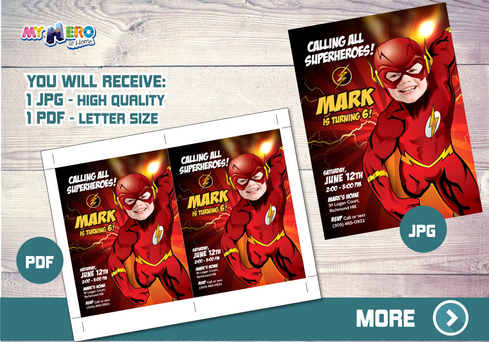 Calling all superheroes Flash Birthday invitation, Flash evite, Invitacion Flash. 149