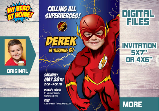 Custom Flash birthday Invitation, Flash digital, Flash party invite. 151