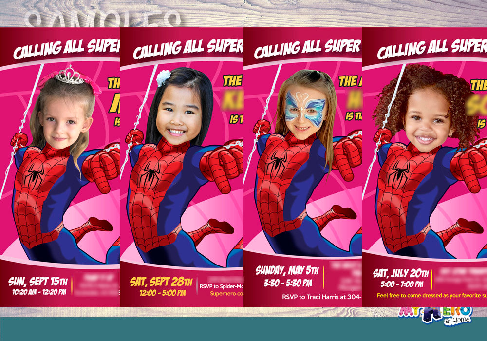 Spider Girl Birthday Invitation, Spider Woman Birthday, Spider Girl theme Party, Spidergirl Digital, spider girl party favors. 158C