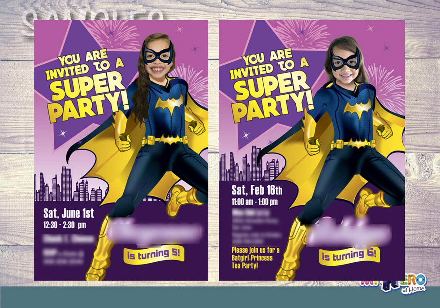 Batwoman Birthday custom invitation with your girl as Batgirl. 185