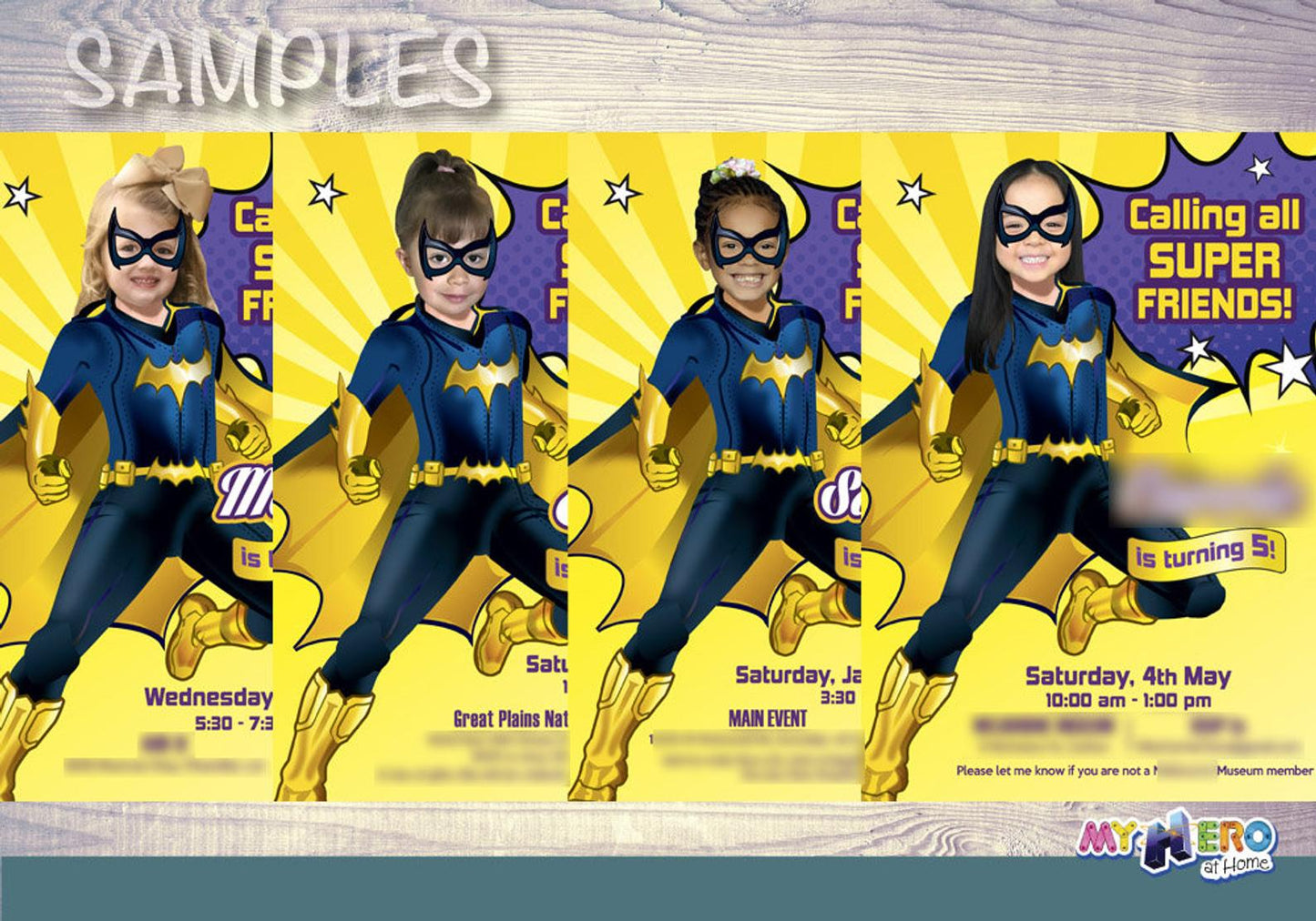 Batgirl Birthday Invitation with your girl as the star, Batgirl photo invitation. 186