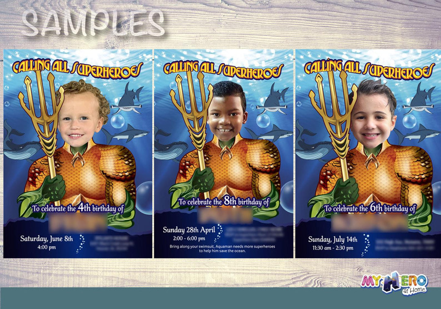 Aquaman photo Invitation, Aquaman Party, Aquaman Digital, Aquaman theme Party, Aquaman Birthday. 188