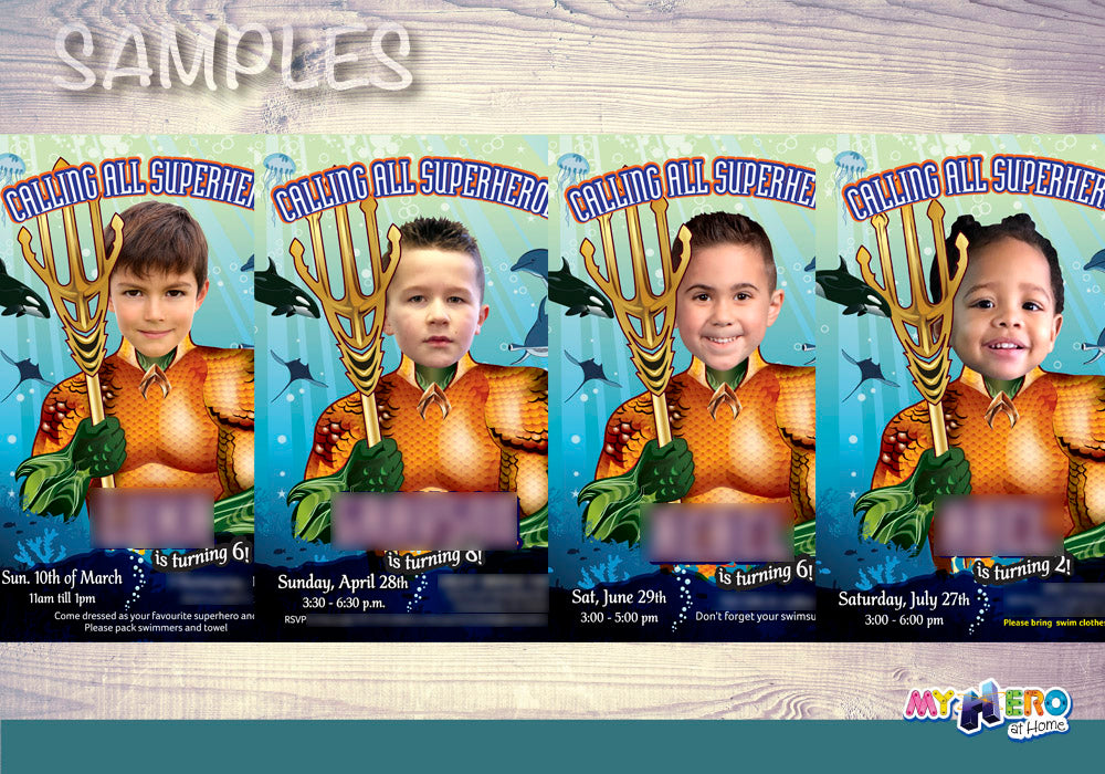 Custom Aquaman Invitation, Aquaman theme Party, King of the Seven Seas party, Aquaman Birthday, 189