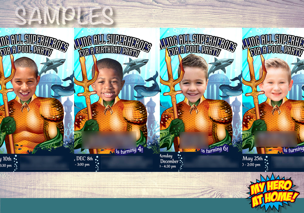 Aquaman Party Invitation, Aquaman Birthday Invitation, Aquaman Digital, Aquaman Thank you, Aquaman favor tags. 195