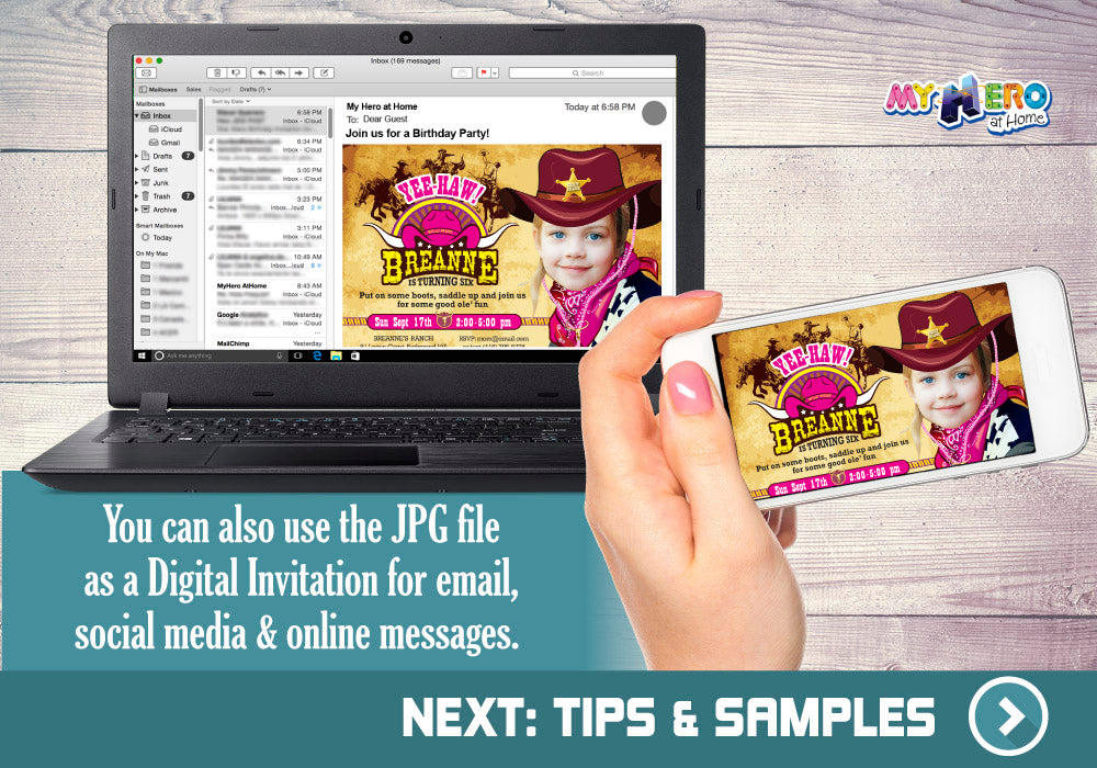 Cowgirl Birthday Invitation, Western Girl Sheriff Birthday, Cowgirl photo Invitation, Cowgirl Digital Invitation. 206