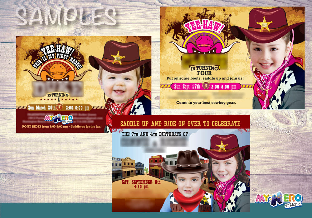 Cowgirl Birthday Invitation, Western Girl Sheriff Birthday, Cowgirl photo Invitation, Cowgirl Digital Invitation. 206