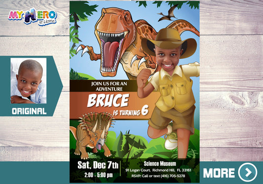 Dinosaurs Party Invitation, Jurassic World Invitation with your kid as the star. 208