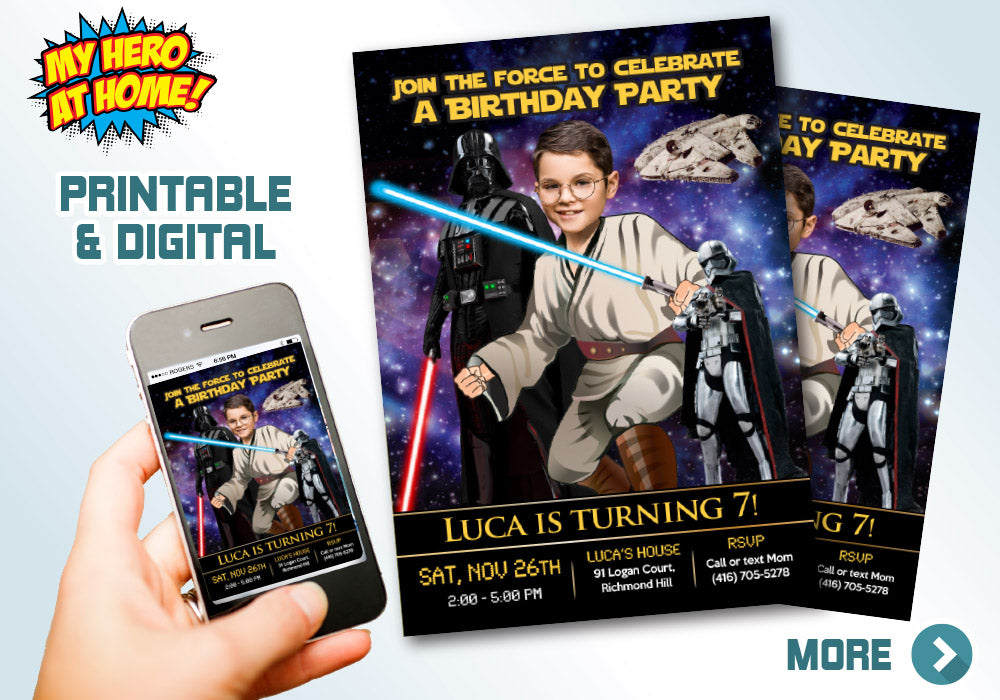 Jedi photo Invitation, Jedi Birthday, Star Wars theme Party, Jedi Digital Invitation, Jedi party Invitation, Star Wars party Invitation. 214