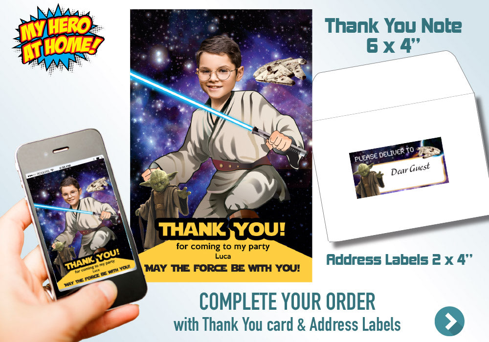 Jedi photo Invitation, Jedi Birthday, Star Wars theme Party, Jedi Digital Invitation, Jedi party Invitation, Star Wars party Invitation. 214