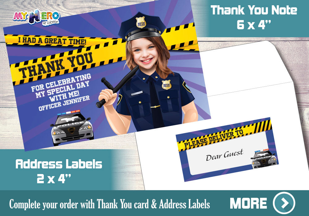 Girl Police Invitation, Policewoman Birthday Invitation, Police woman Digital, Police birthday Ideas for girls. 234
