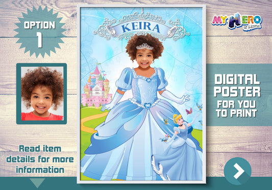 Custom Cinderella Poster, Princess Cinderella photo Poster, Custom Cinderella Gifts, Cinderella Decor, Custom Cinderella Wall. 260P