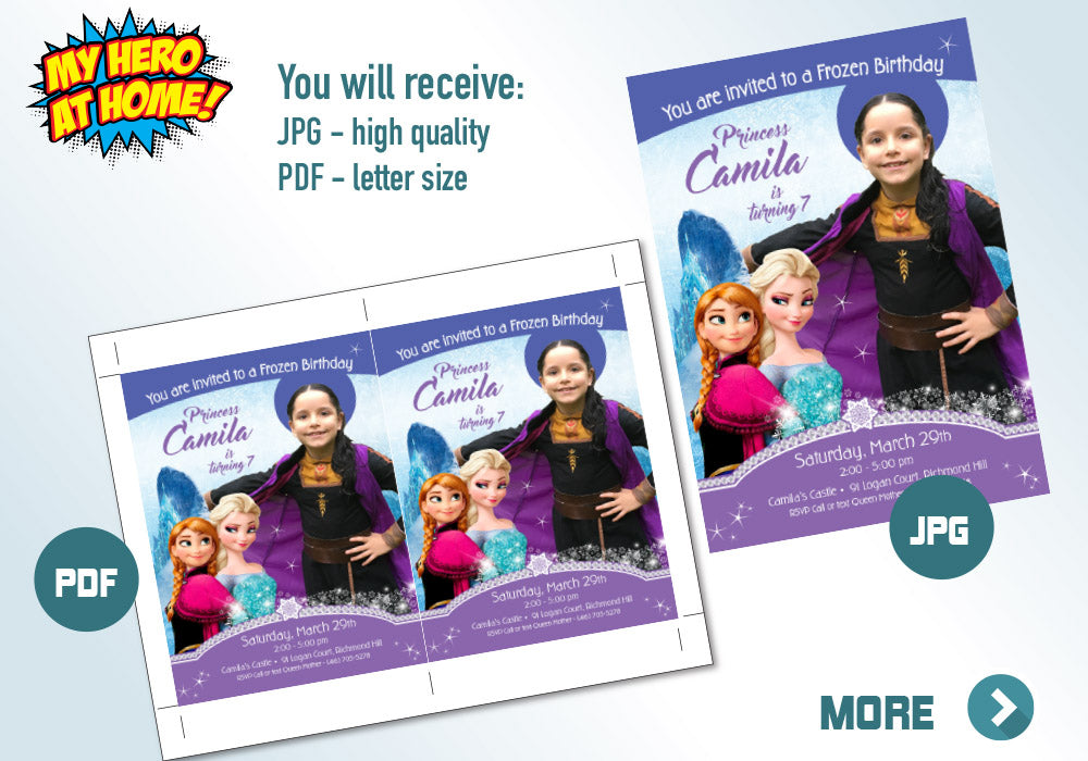 Frozen Invitation with Anna photo. Frozen Party invitation. Frozen themed party. Frozen Photo Invitation. Anna Frozen Invitation. 269C