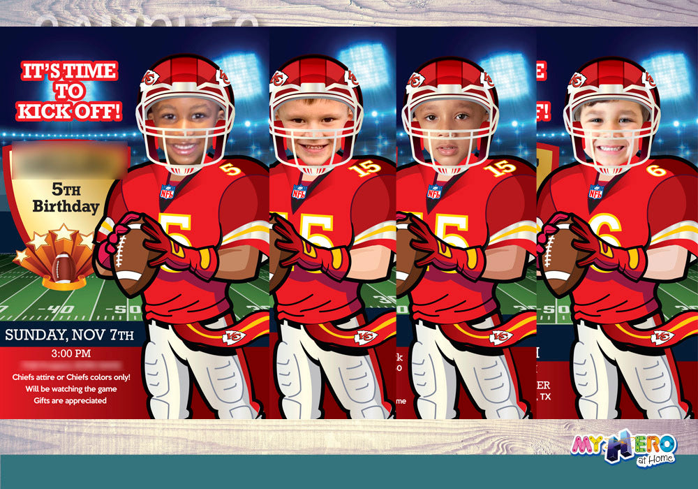Custom Football party Invitation, Football Invitation with Photo, Football digital invitation, Custom Football Invitation. 622