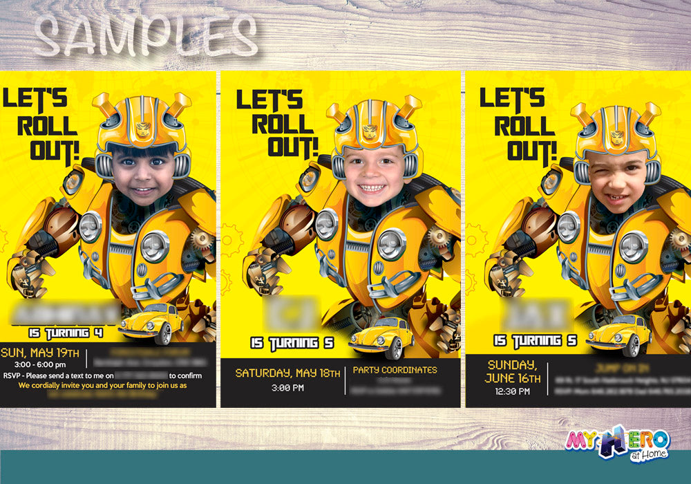 Bumblebee Invitation, Bumblebee photo invitation, Bumblebee Digital, Bumblebee thank you, Bumblebee favor tag. 291C