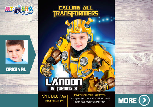 Bumblebee party Invitation, Bumblebee photo invitation, Bumblebee theme party. 292