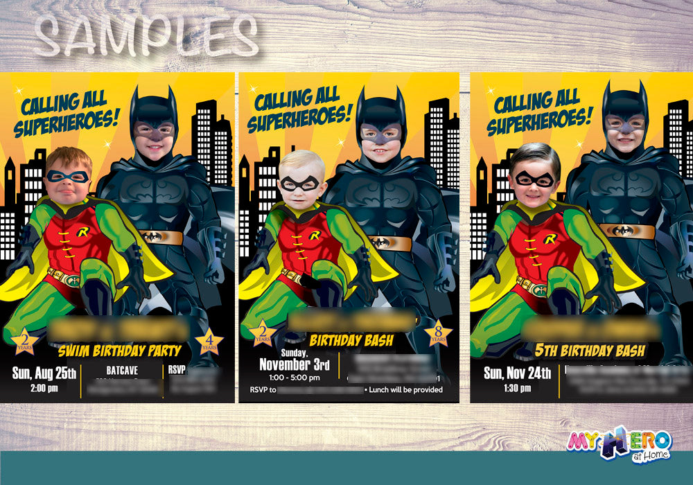 Batman and Robin Invitation, Batman and Robin Siblings Invitation, Batman and Robin Birthday Party. Joint Batman and Robin. 296