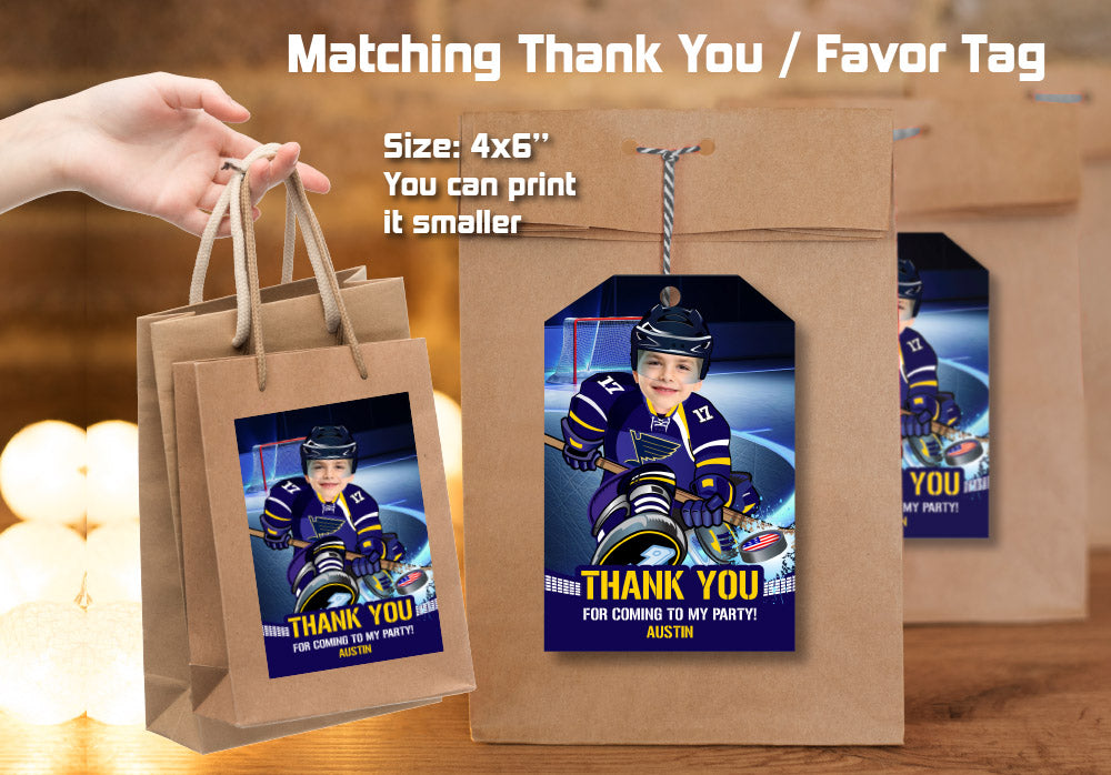 St Louis Blues Invitation with photo, St Louis Blues photo invitation, St Louis Blues Digital. 307C