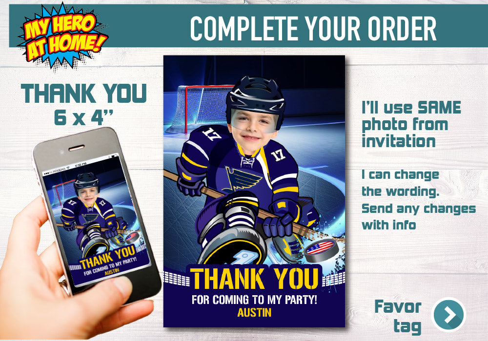 St Louis Blues Invitation with photo, St Louis Blues photo invitation, St Louis Blues Digital. 307C
