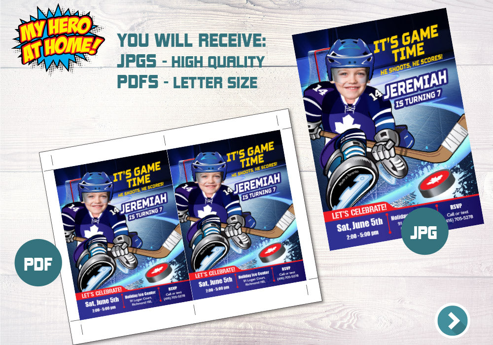 Toronto Maple Leafs Invitation, Toronto Maple Leafs photo invitation, Toronto Maple Leafs Digital Invitation. 308C