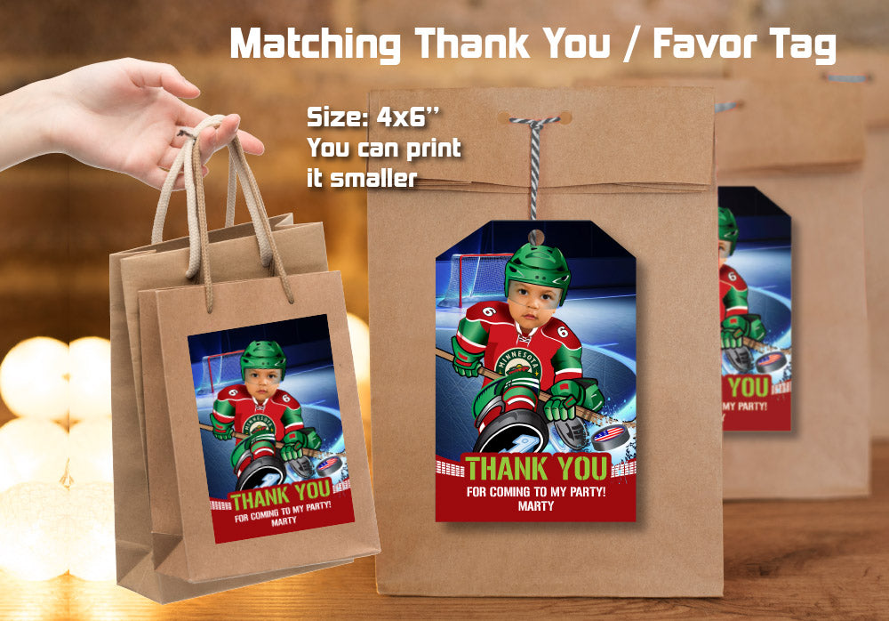Minnesota Wild Invitation, Minnesota Wild photo invitation, Minnesota Wild Digital Invitation. 319C