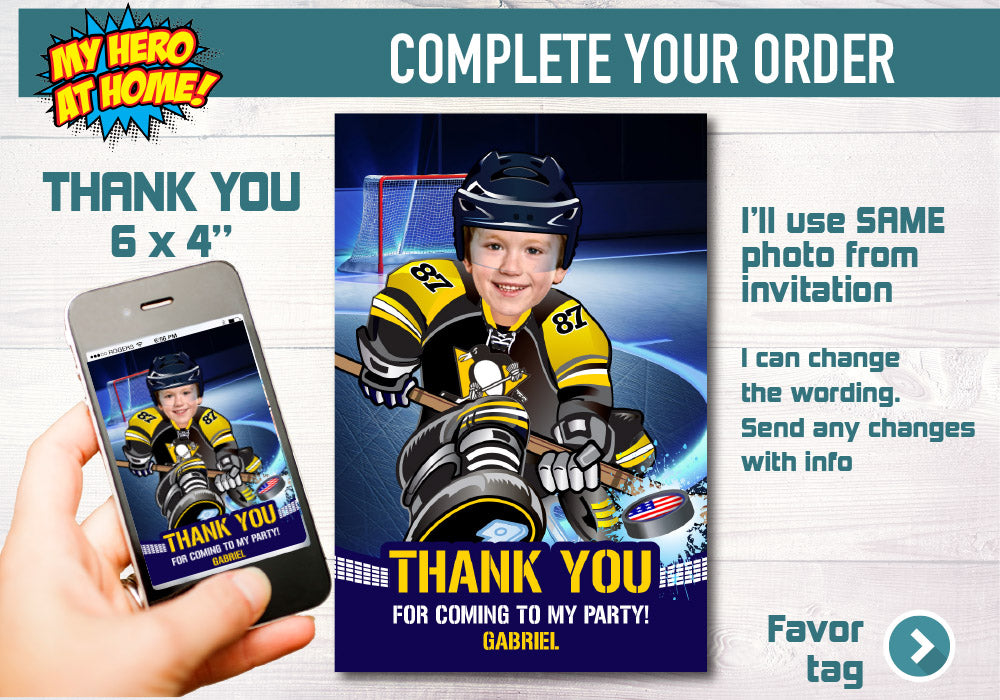 Pittsburgh party Penguins Invitation, Pittsburgh Penguins photo invitation, Pittsburgh Penguins Digital. 320C