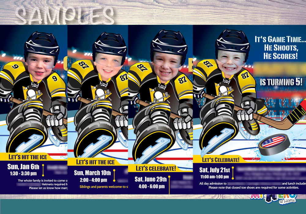Pittsburgh party Penguins Invitation, Pittsburgh Penguins photo invitation, Pittsburgh Penguins Digital. 320C