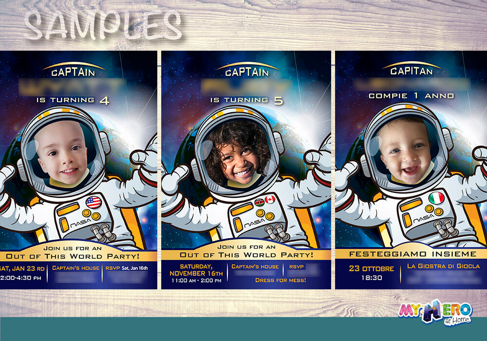 Astronaut photo Invitation, Astronaut Birthday Invitation, Out of this world birthday, Outer Space Invitation, Astronaut party favors. 003