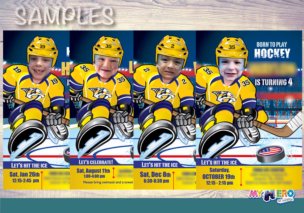 Nashville Predators Invitation, Nashville Predators photo invitation, Nashville Predators Digital Invitation. 325C