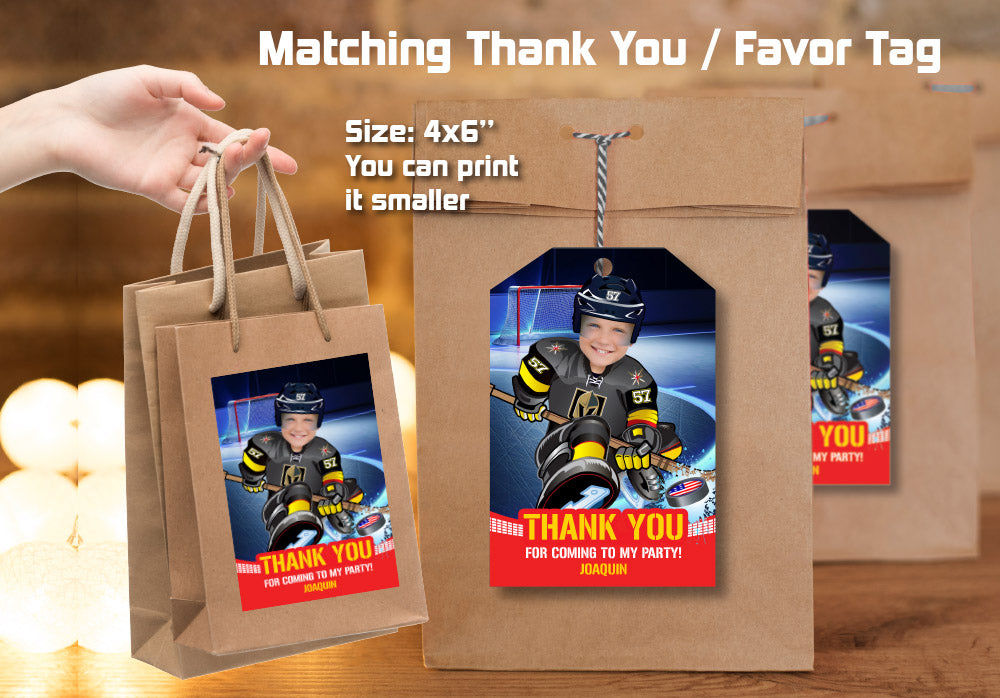Golden Knights photo invitation, Golden Knights Invitation, Golden Knights party Invitation. 326C