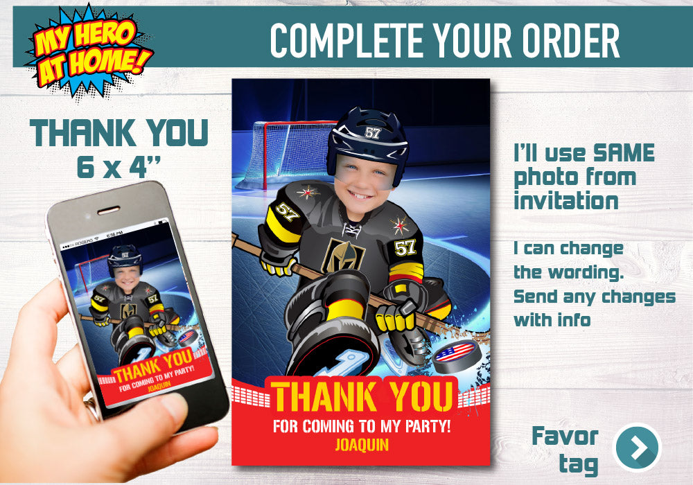 Golden Knights photo invitation, Golden Knights Invitation, Golden Knights party Invitation. 326C