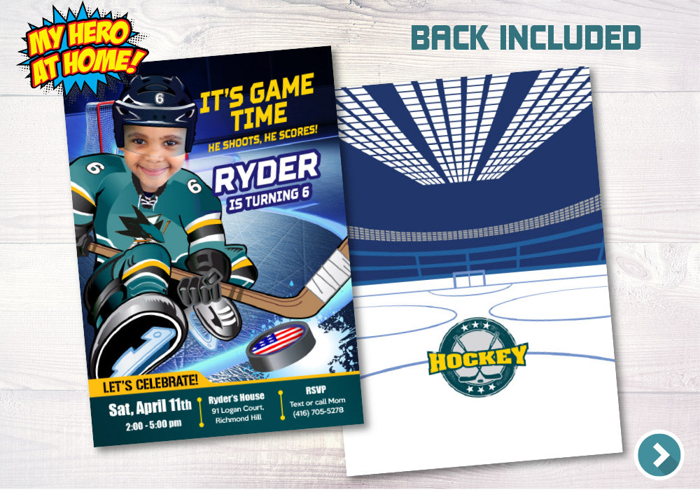 San Jose Sharks photo invitation, San Jose Sharks Digital, San Jose Sharks Invitation, . 330C