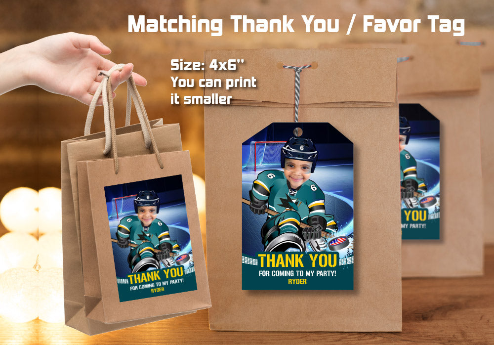 San Jose Sharks photo invitation, San Jose Sharks Digital, San Jose Sharks Invitation, . 330C